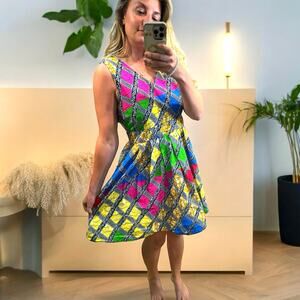 shenbolen african tribal vibrant multicolor wax cotton dress size xl